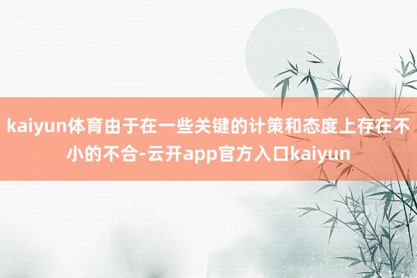 kaiyun体育由于在一些关键的计策和态度上存在不小的不合-云开app官方入口kaiyun